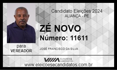 Candidato ZÉ NOVO 2024 - ALIANÇA - Eleições