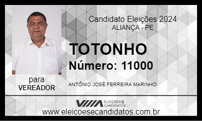 Candidato TOTONHO 2024 - ALIANÇA - Eleições