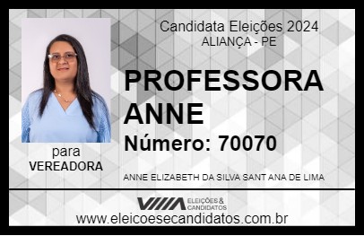 Candidato PROFESSORA ANNE 2024 - ALIANÇA - Eleições