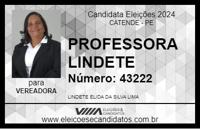 Candidato PROFESSORA LINDETE 2024 - CATENDE - Eleições