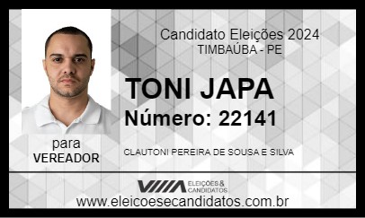 Candidato TONI JAPA 2024 - TIMBAÚBA - Eleições