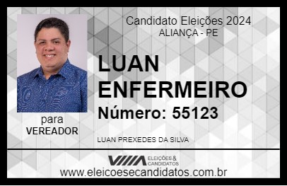 Candidato LUAN ENFERMEIRO 2024 - ALIANÇA - Eleições