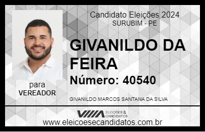 Candidato GIVANILDO DA FEIRA 2024 - SURUBIM - Eleições