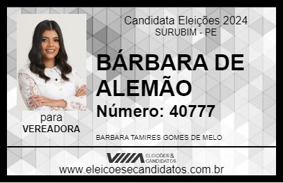 Candidato BÁRBARA DE ALEMÃO 2024 - SURUBIM - Eleições