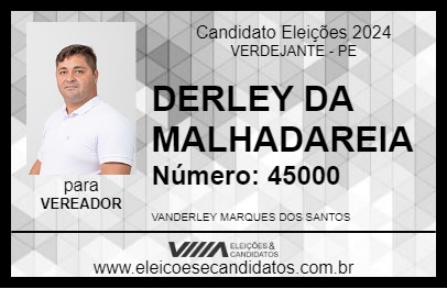 Candidato DERLEY DA MALHADAREIA 2024 - VERDEJANTE - Eleições