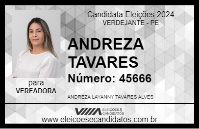 Candidato ANDREZA TAVARES 2024 - VERDEJANTE - Eleições