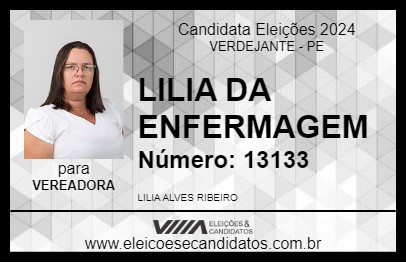 Candidato LILIA DA ENFERMAGEM 2024 - VERDEJANTE - Eleições