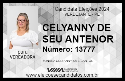 Candidato CELYANNY DE SEU ANTENOR 2024 - VERDEJANTE - Eleições