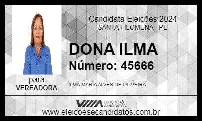 Candidato DONA ILMA 2024 - SANTA FILOMENA - Eleições