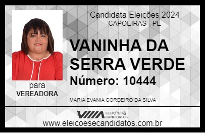 Candidato VANINHA DA SERRA VERDE 2024 - CAPOEIRAS - Eleições