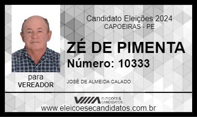 Candidato ZÉ DE PIMENTA 2024 - CAPOEIRAS - Eleições