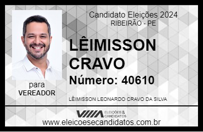 Candidato LÊIMISSON CRAVO 2024 - RIBEIRÃO - Eleições