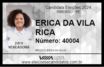 Candidato ERICA DA VILA RICA 2024 - RIBEIRÃO - Eleições