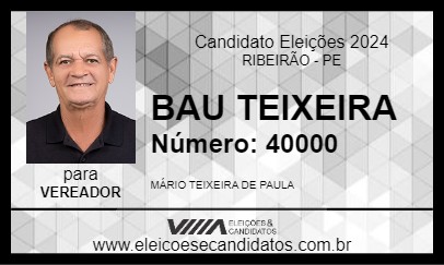 Candidato BAU TEIXEIRA 2024 - RIBEIRÃO - Eleições