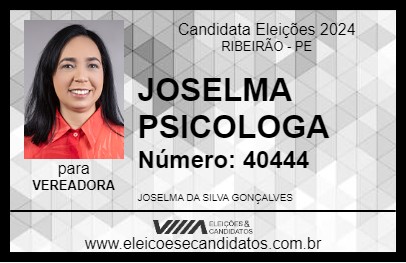 Candidato JOSELMA PSICOLOGA 2024 - RIBEIRÃO - Eleições