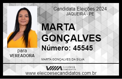 Candidato MARTA GONÇALVES 2024 - JAQUEIRA - Eleições