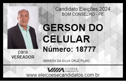 Candidato GERSON DO CELULAR 2024 - BOM CONSELHO - Eleições