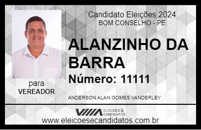 Candidato ALANZINHO DA BARRA 2024 - BOM CONSELHO - Eleições