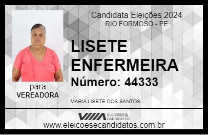 Candidato LISETE ENFERMEIRA 2024 - RIO FORMOSO - Eleições