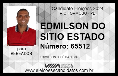 Candidato EDMILSON DO SITIO ESTADO 2024 - RIO FORMOSO - Eleições