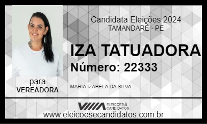 Candidato IZA TATUADORA 2024 - TAMANDARÉ - Eleições