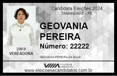 Candidato GEOVANIA PEREIRA 2024 - TAMANDARÉ - Eleições