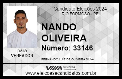 Candidato NANDO OLIVEIRA 2024 - RIO FORMOSO - Eleições