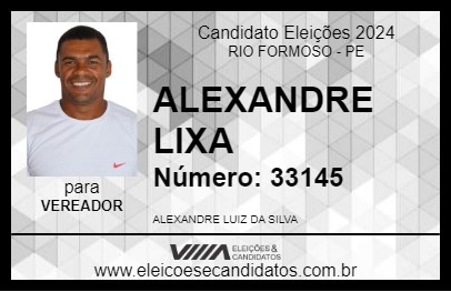 Candidato ALEXANDRE LIXA 2024 - RIO FORMOSO - Eleições