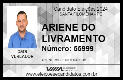 Candidato ARIENE DO LIVRAMENTO 2024 - SANTA FILOMENA - Eleições