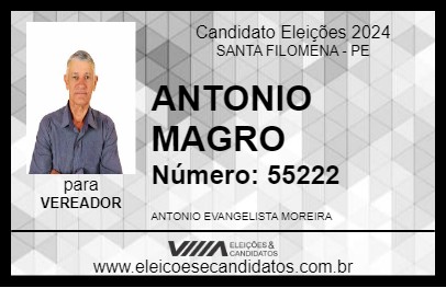 Candidato ANTONIO MAGRO 2024 - SANTA FILOMENA - Eleições