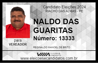 Candidato NALDO DAS GUARITAS 2024 - RIACHO DAS ALMAS - Eleições