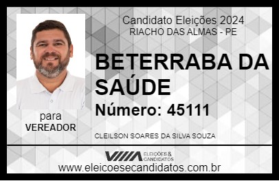 Candidato BETERRABA DA SAÚDE 2024 - RIACHO DAS ALMAS - Eleições