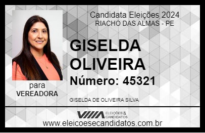 Candidato GISELDA OLIVEIRA 2024 - RIACHO DAS ALMAS - Eleições