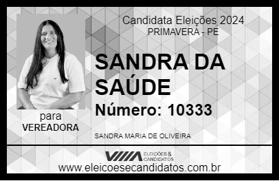 Candidato SANDRA DA SAÚDE 2024 - PRIMAVERA - Eleições