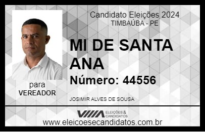 Candidato MI DE SANTA ANA 2024 - TIMBAÚBA - Eleições