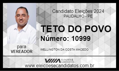 Candidato TETO DO POVO 2024 - PAUDALHO - Eleições