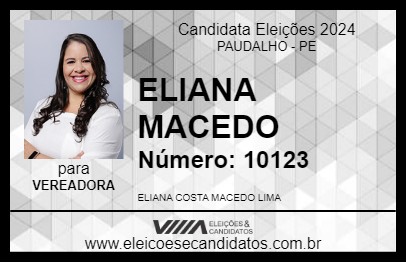 Candidato ELIANA MACEDO 2024 - PAUDALHO - Eleições