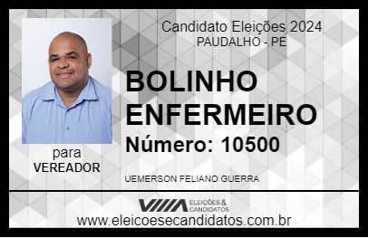 Candidato BOLINHO ENFERMEIRO 2024 - PAUDALHO - Eleições