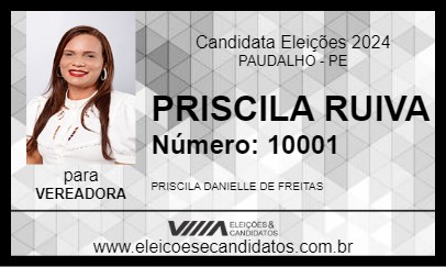 Candidato PRISCILA RUIVA 2024 - PAUDALHO - Eleições