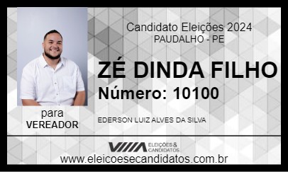 Candidato ZÉ DINDA FILHO 2024 - PAUDALHO - Eleições