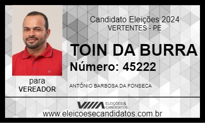 Candidato TOIN DA BURRA 2024 - VERTENTES - Eleições