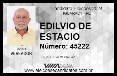 Candidato EDILVIO DE ESTACIO 2024 - IGUARACY - Eleições