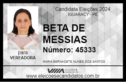 Candidato BETA DE MESSIAS 2024 - IGUARACY - Eleições