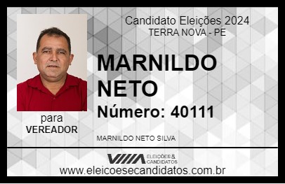 Candidato MARNILDO NETO 2024 - TERRA NOVA - Eleições