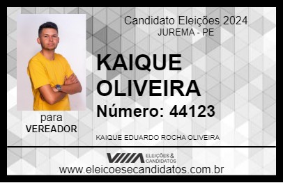 Candidato KAIQUE OLIVEIRA 2024 - JUREMA - Eleições