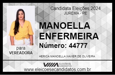 Candidato MANOELLA ENFERMEIRA 2024 - JUREMA - Eleições