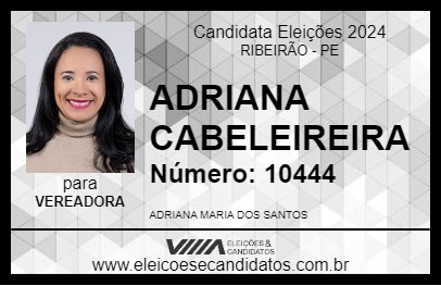 Candidato ADRIANA CABELEIREIRA 2024 - RIBEIRÃO - Eleições