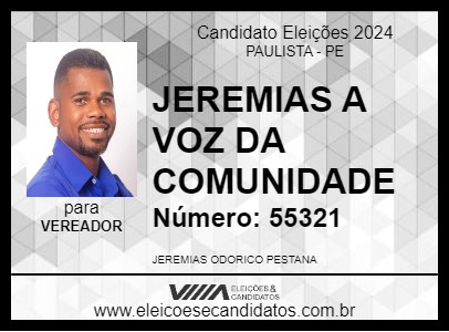 Candidato JEREMIAS A VOZ DA COMUNIDADE 2024 - PAULISTA - Eleições