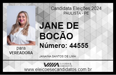 Candidato JANE DE BOCÃO 2024 - PAULISTA - Eleições