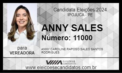 Candidato ANNY SALES 2024 - IPOJUCA - Eleições